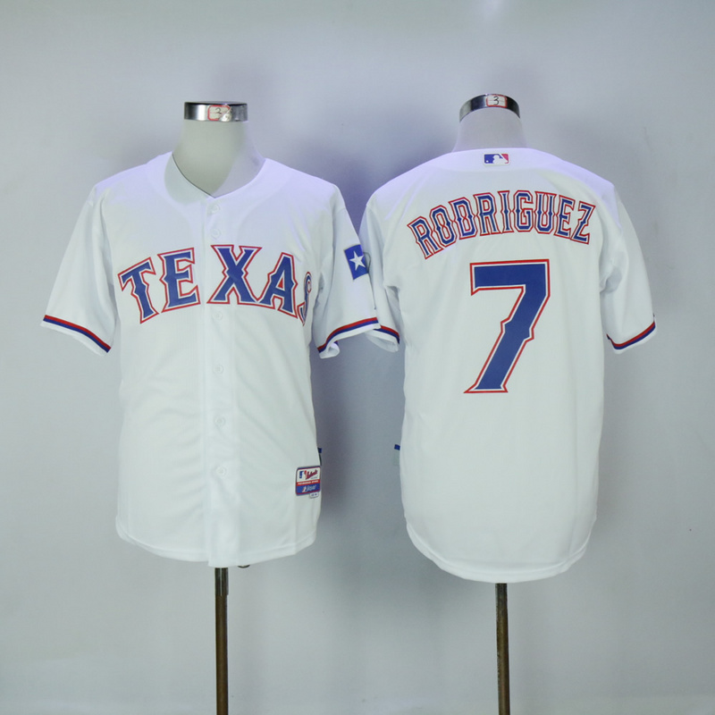 2017 MLB Texas Rangers #7 Rodriguez White Jerseys